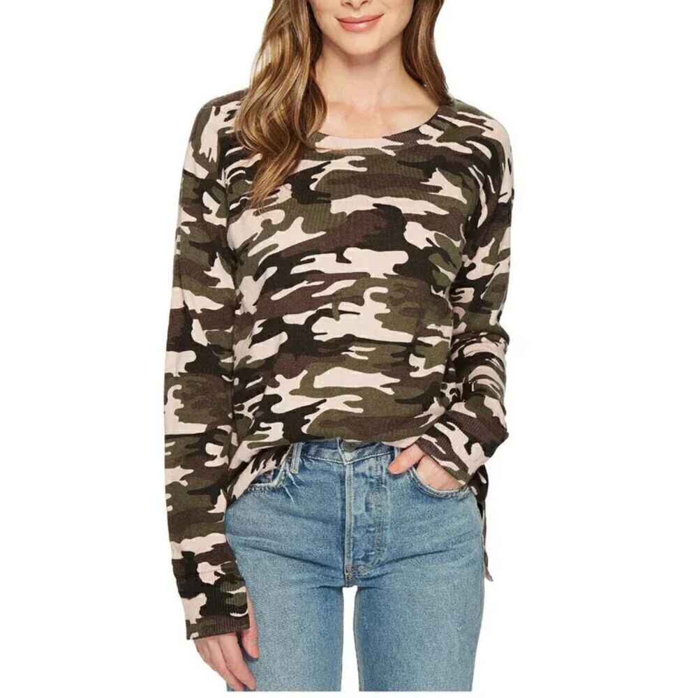 Sanctuary Trixie Lace Up Sweater Heritage Pink and Green Camo